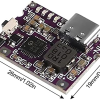 محول تعزيز طاقة USB من نوع Type-C 5V 3.1A لشحن بطاريات الليثيوم مع حماية مدمجة وشاشة LED. يدعم الشحن السريع للأجهزة المحمولة ويعمل مع بطاريات 18650 بفعالية عالية. image